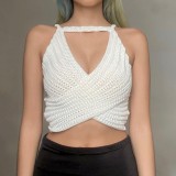 Women fashion sexyLace-Up sweater Top
