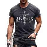 Men'S Casual Cross Faith Print T-Shirt