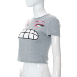 Summer Round Neck Pullover Sleeveless Print Crop Casual Women'S T-Shirt Top