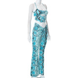 Fashion Women'S Summer Snake Print Camisole Top Casual Trousers Two Piece Set