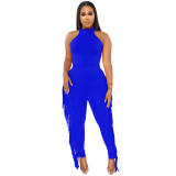 Fashion Solid Casual Tight Fitting Fringe Trousers Women's Two-Piece