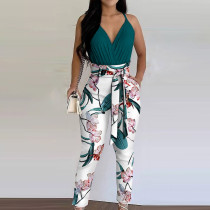 Women's Summer Chic Sexy  V-Neck Sling Strap Two Piece Pants Set