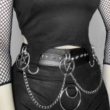 Summer Chain Trend High Street Goth Tight Fitting Pu Faux Leather Shorts