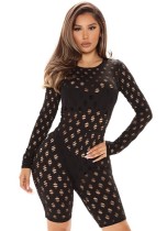 Women Sexy Long Sleeve Hollow out Jumpsuit