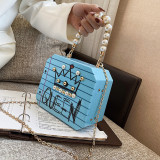 Spring fashion Pearl Square Handbag Chain Messenger Box Bag