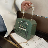Spring fashion Pearl Square Handbag Chain Messenger Box Bag