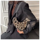 Leopard Print Trendy Bag Women's Heart Shaped Irregular Chain Armpit Bag Women's zebra print Shoulder Bag