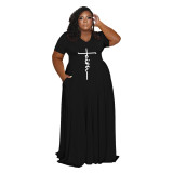 Women's Casual Fashion V-Neck Plus Size Maxi Dress