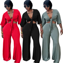 Women's Nightclub Fashion Casual Suit Sports Solid Two Piece Pants Set