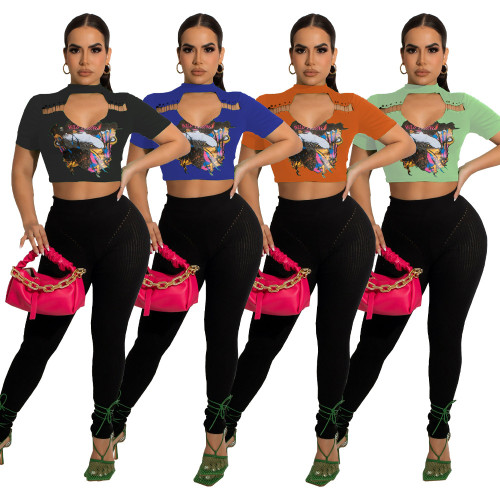 Moda Mujer Verano Calle Hip Hop Hot Crop T-Shirt Tops