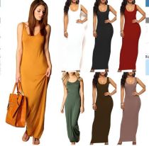 Frauen Einfarbig Sexy Träger Langes Kleid