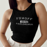 Women'S Tank Top Women Outdoor Wear Style Contrast Color Letter Embroidered Slim Top