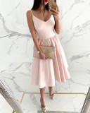 Women'S Pink Strap Sweet A-Line Dress