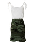 Women'S Camouflage Patchwork Strap Casual Dress