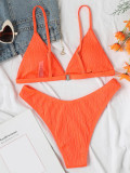 Orange Triangle Low Back Sexy Bikini Swimsuit Women Two Piece Swimwear