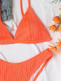 Orange Triangle Low Back Sexy Bikini Swimsuit Women Two Piece Swimwear