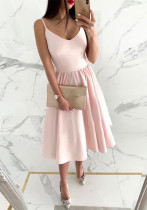 Женское розовое платье трапециевидной формы на бретельках Sweet