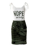 Women'S Camouflage Patchwork Strap Casual Dress