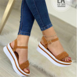 Summer Plus Size Women's Shoes 36-43 Trend Platform Woven Beach Casual Sandals