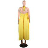 Women's Sling Loose Halter Print Boho Maxi Dress