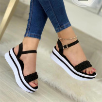 Summer Plus Size Women's Shoes 36-43 Trend Platform Woven Beach Casual Sandals