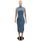 Casual Cutout Slim Fit Solid Women's Dress
