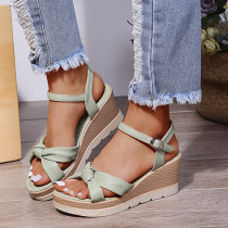 Keilsandalen Damen Sommer Sandaletten mit hohen Absätzen Damen Wort Gürtel Mode Plattform Fee Stil Damenschuhe