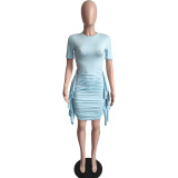 Women's Irregular Ruffle Slim Pleated Dress