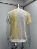 Fashion summer colorblock knitting short-sleeved t-shirt top knitting shirt