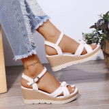 Wedge sandals women's summer high-heeled sandals women's word belt fashion platform fairy style women's shoes