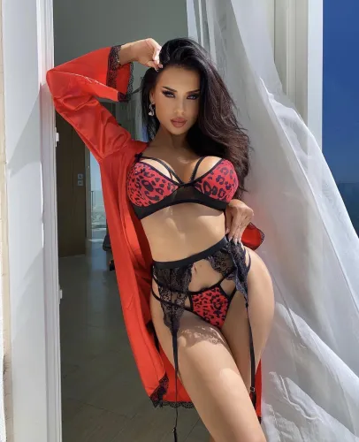 Women Sexy Red leopard print Lace Lingerie Set