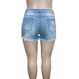 Fringed Denim Shorts Color Diamond Plus Size Fat Denim Pants Casual Straight Pants