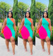 Women Summer Fashion Sleeveless Sexy Color Block Dress