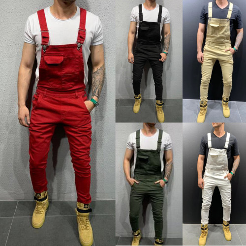 Trendy Men Bretelle Denim Pagliaccetti Pantaloni in denim Tuta alla moda Tuta