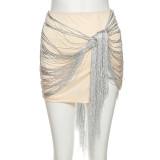 Summer Women's Fashion Fringed Solid Chic Split Bodycon Skirt