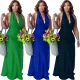 Women's Side Pocket Cutout Solid Halter Neck Plus Size Dress