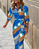 women's fashion trend print long sleeve dress