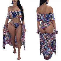 Conjunto de 4 piezas de bikini floral Faye de verano para mujer