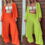 Plus Size Women Summer Casual Loose Top + Wide Leg Pants Two-Piece