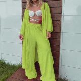 Plus Size Women Summer Casual Loose Top + Wide Leg Pants Two-Piece