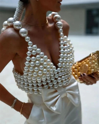 Frauen-reizvolle Mode-Perlen-Weste
