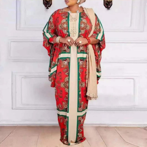 African Women summer Muslim flower print loose robe