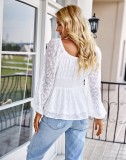 French Square Neck Fashion Women clothes Spring and Autumn Four Seasons Long Top