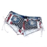 Women's American Flag Denim Shorts Denim Pants Casual Pants Summer Low Waist Shorts