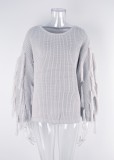 Autunno/Inverno maglia nappa Style Fashion Chic Career Pullover Plus Size Maglione allentato in tinta unita camicetta