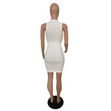 Slim Fit Ribbed print Sleeveless bodycon Dress