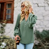 Knitting Loose Top Autumn/Winter Casual Holidays Solid T-Shirt