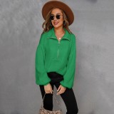 Autumn and winter pullover zipper street hipster knitting Turndown Collar solid color sweater jacket