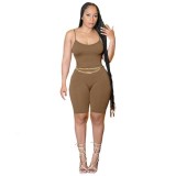 Women clothes Solid Color Ribbed Suspender Sleeveless Sexy Fashion Jumpsuit