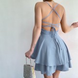 Chic Strap Dress Summer Sexy Low Back Lace-Up Strap Sports Mini dress